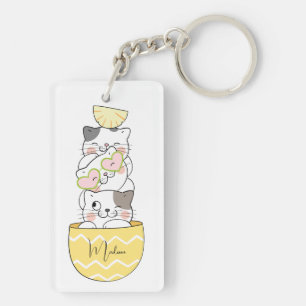 Custom Name Cute Kittens Key Ring