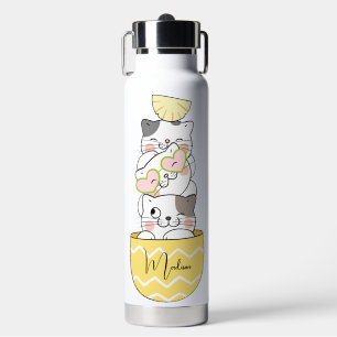 Custom Name Cute Kittens Water Bottle