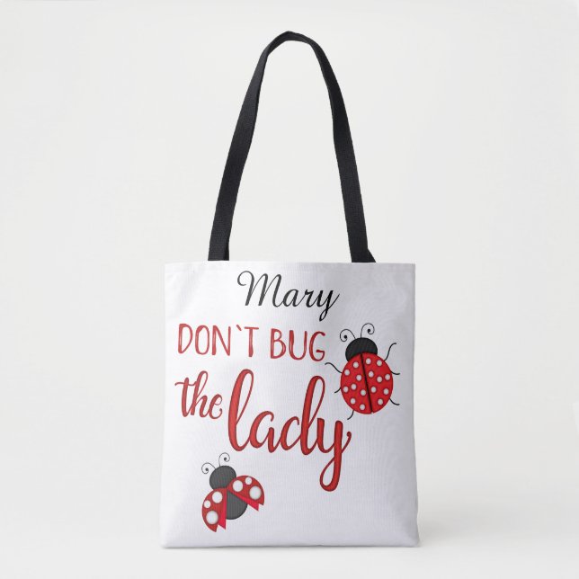 Custom Name Cute Ladybug Tote bag (Front)