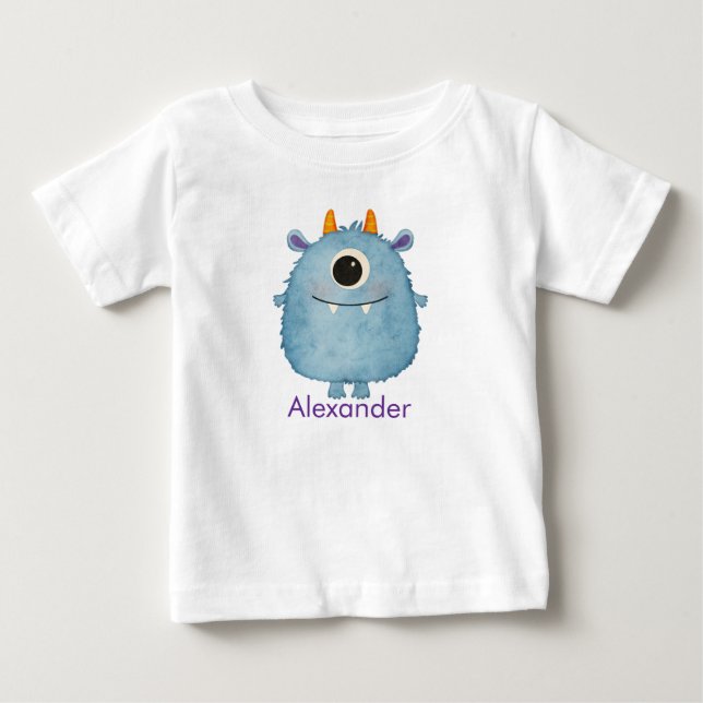 Custom Name Cute One-Eyed Monster Toddler Tee (Front)