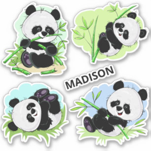 Custom name Cute Panda stickers
