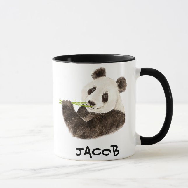 Custom Name Cute Panda  Watercolor Animal Mug (Right)