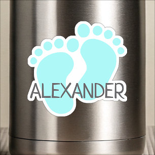 Custom Name Cute Pastel Blue Baby Feet Toes Kids