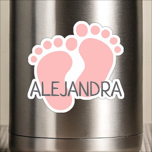 Custom Name Cute Pastel Pink Baby Feet Toes Kids 