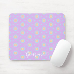 Custom Name Cute Pastel Rainbow Bullseyes Pattern Mouse Pad