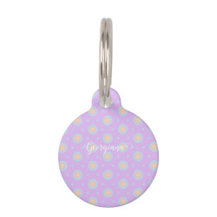 Custom Name Cute Pastel Rainbow Bullseyes Pattern Pet Tag