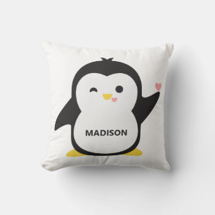 Custom name cute penguin cushion