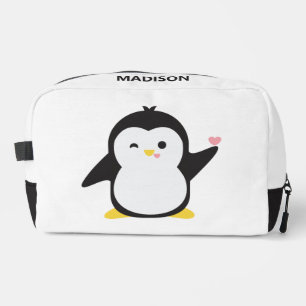 Custom name cute penguin dopp kit