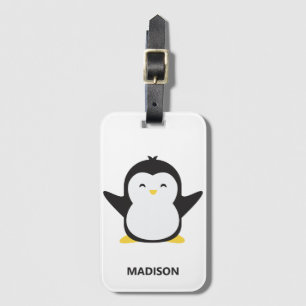 Custom name cute penguin luggage tag