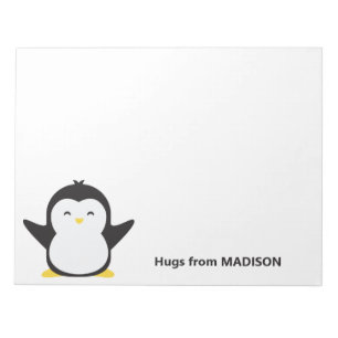 Custom name cute penguin notepad
