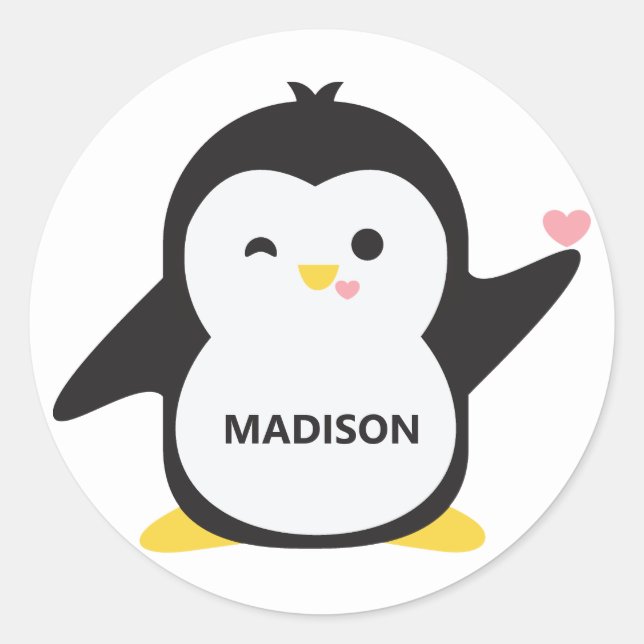 Custom name cute penguin stickers (Front)