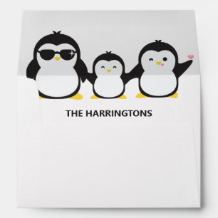 Custom Name Cute Penguins Envelope