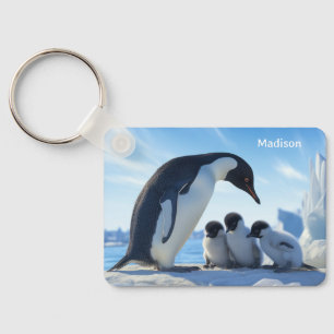 Custom Name Cute Penguins Key Ring