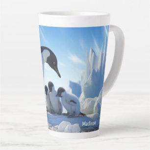 Custom Name Cute Penguins Latte Mug