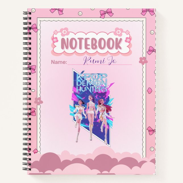 Custom Name Cute Pink Kpop Inspired Notebook  (Front)