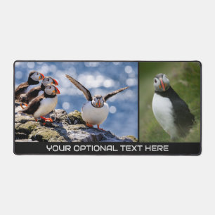Custom Name Cute Puffins Desk Mat
