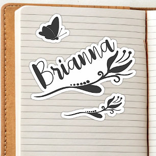 Custom Name Cute Tulip Flower and Butterfly Sweet