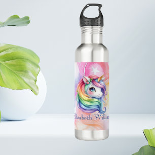 Custom Name Cute Unicorn and Rainbow for Girls 710 Ml Water Bottle