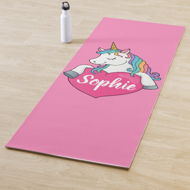 Custom Name, Cute Unicorn Yoga Mat (In Situ)