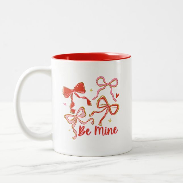 Custom Name cute Valentine Mug - coquette mug gift (Left)