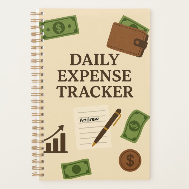 Custom Name Daily Expense Tracker Planner (Front)