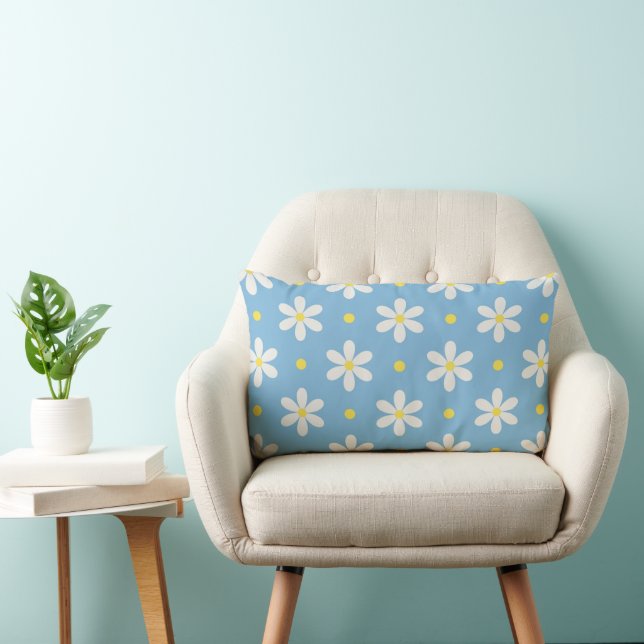 Custom Name Daisy Floral Lumbar Cushion (Chair)