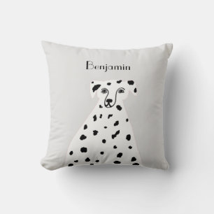 Custom Name Dalmatian Dog Abstract Art Grey Cushion