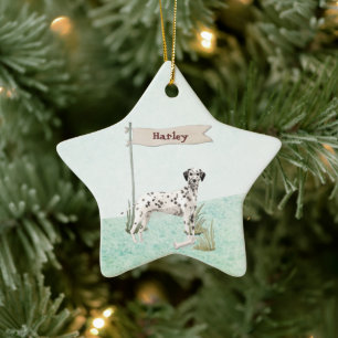 Custom Name Dalmatian Pet Dog Ceramic Ornament