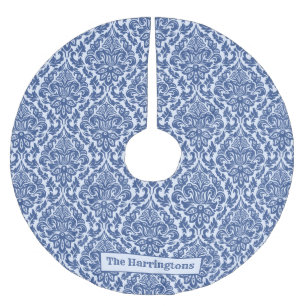 Custom name Damask Pattern tree skirt