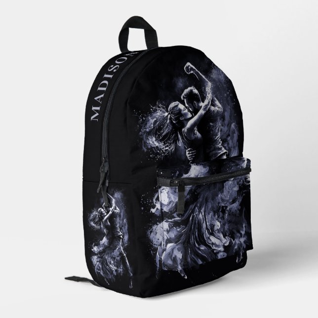 Custom Name Dancing Couple Printed Backpack (Back Corner Left)