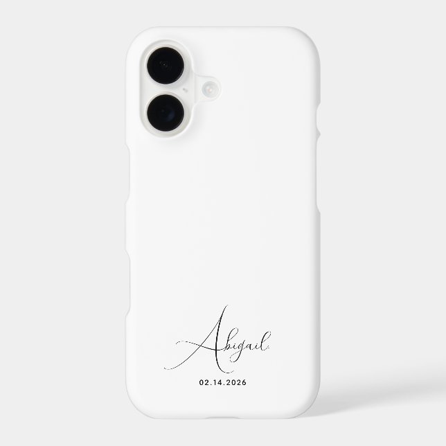 Custom Name Date Elegant Stylish White (Back)