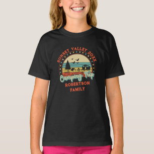 Custom Name Date Location Matching Family Camping T-Shirt
