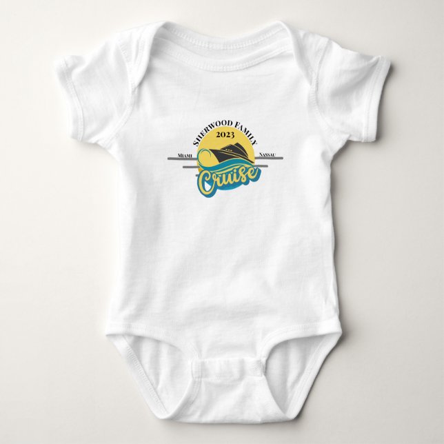 Custom Name Date Matching Family Cruise Vacation Baby Bodysuit (Front)