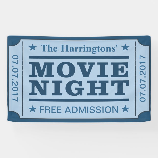 Custom name & date “Movie Ticket” banner (Horizontal)