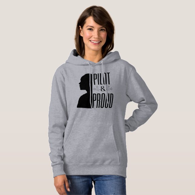 Custom Name Date Occupation Female Pilot and Proud Hoodie (Front Full)
