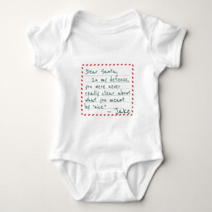 Custom Name Dear Santa Funny In My Defense Excuse Baby Bodysuit