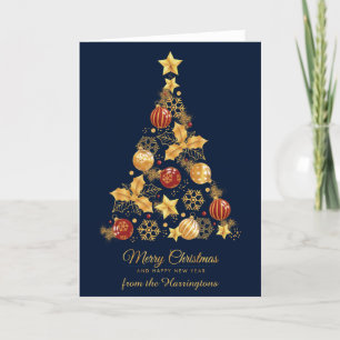 Custom Name Decorative Christmas Tree Holiday Card