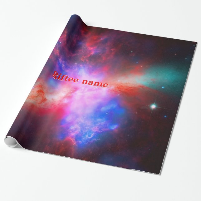 Custom Name, Deep Space Phenomena Cigar Galaxy Wrapping Paper (Unrolled)