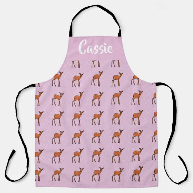 Custom name deer pattern apron (Front)