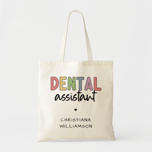 Custom Name Dental Assistant Gift Tote Bag (Front)