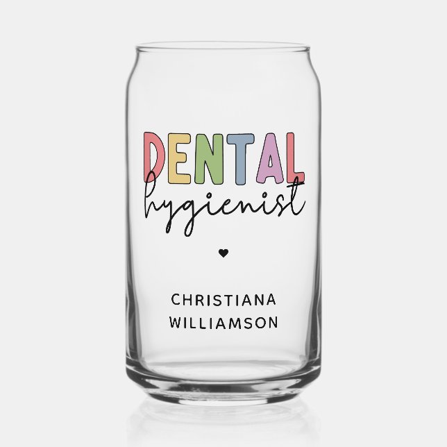 Custom Name Dental Hygienist RDH Gifts Can Glass (Front)