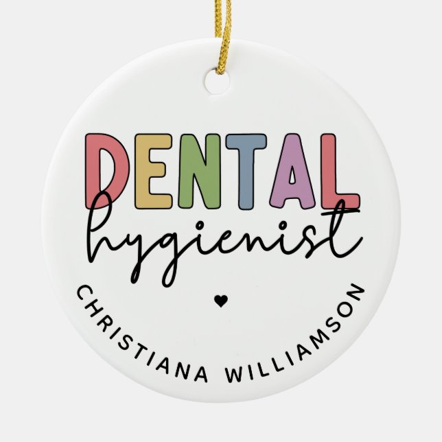 Custom Name Dental Hygienist RDH Gifts Ceramic Ornament (Front)