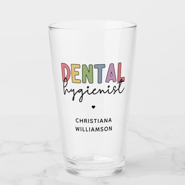 Custom Name Dental Hygienist RDH Gifts Glass (Front)