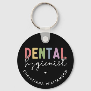 Custom Name Dental Hygienist RDH Gifts Key Ring