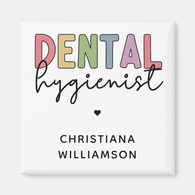 Custom Name Dental Hygienist RDH Gifts Magnet (Front)