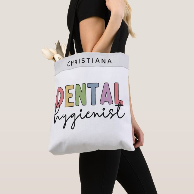 Custom Name Dental Hygienist RDH Gifts  Tote Bag (Close Up)