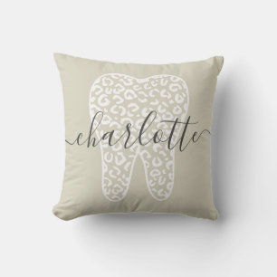 Custom Name Dental Leopard Print Tooth Gift Cushion