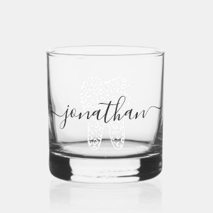Custom Name Dental Leopard Print Tooth Gift Whiskey Glass