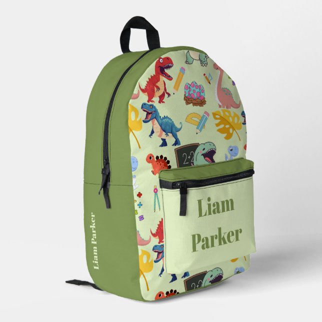 Custom Name Dinosaur Back to School Boys Backpack (Back Corner Left)