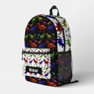 Custom Name Dinosaur Boy's Rainbow Backpack